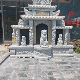 厦门芝麻白中国黑石材套墓 花岗岩墓碑